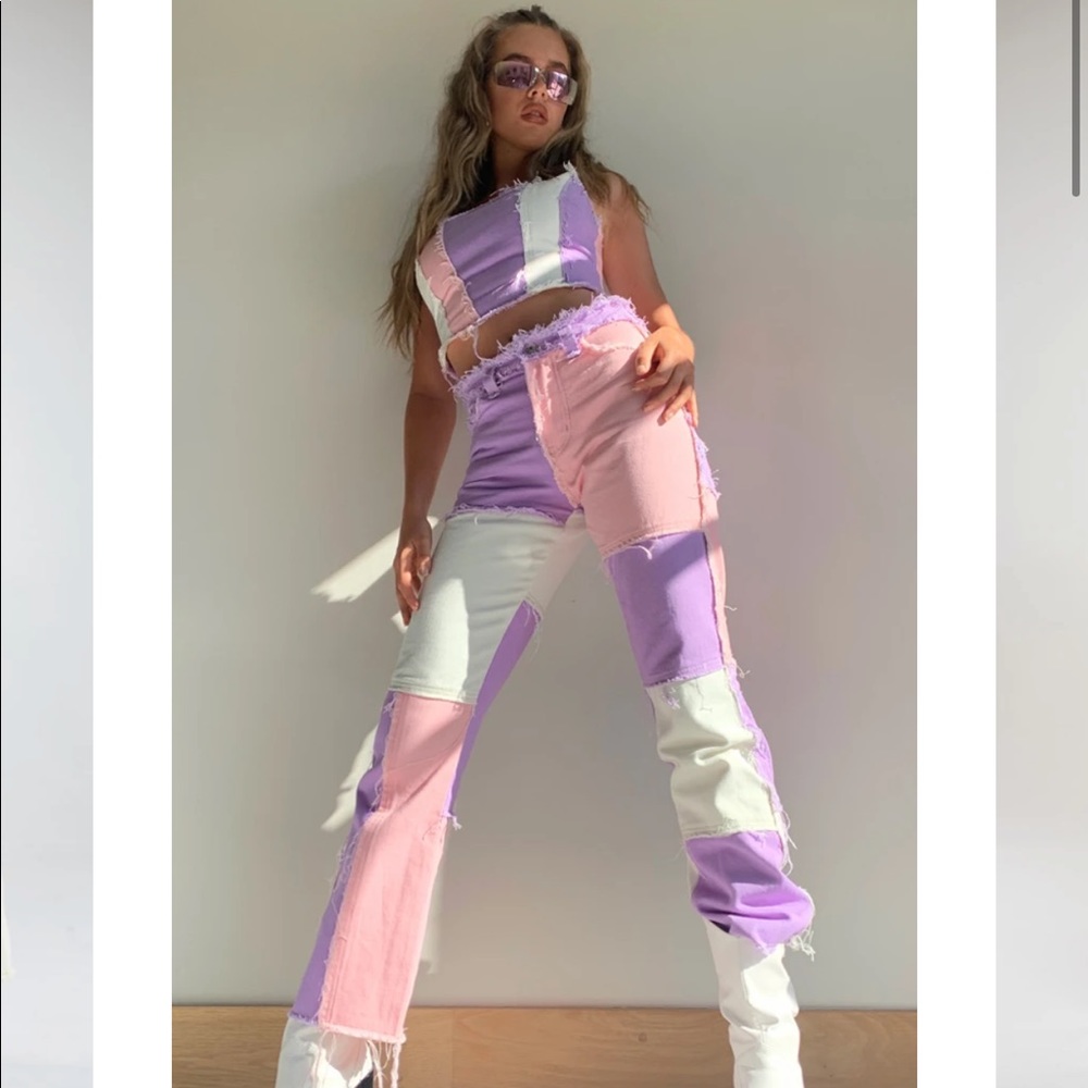 Jaded London Pastel Patchwork Jeans